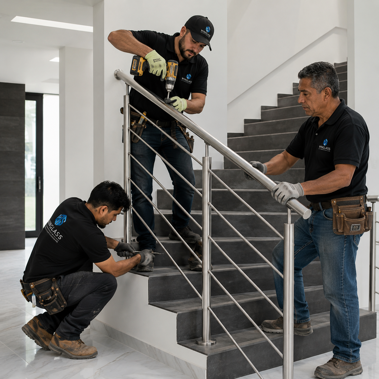 Instalación de baranda en acero inoxidable