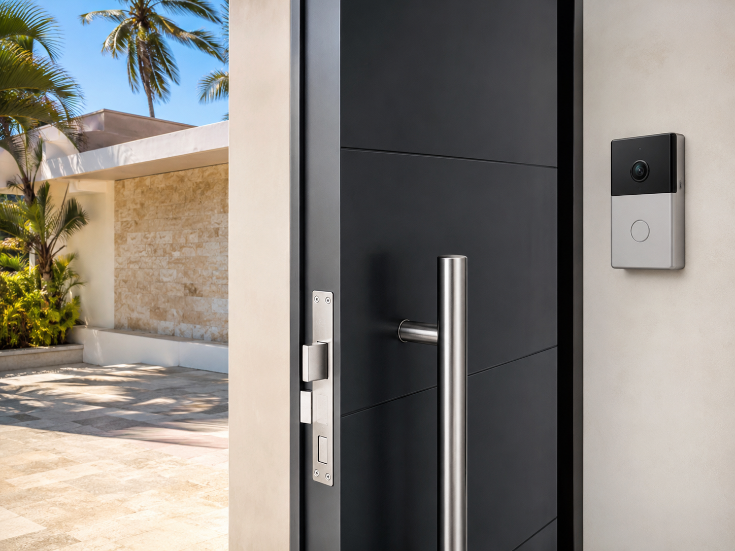 Cerradura eléctrica integrada con intercomunicador