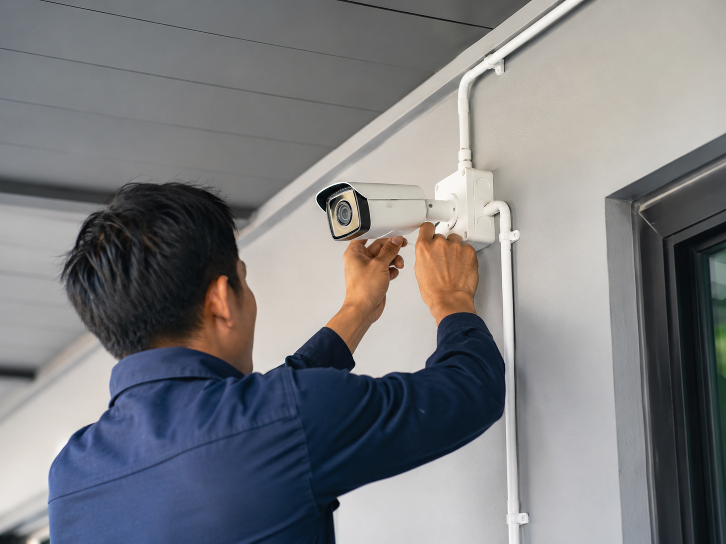 Cámara de seguridad instalada en negocio