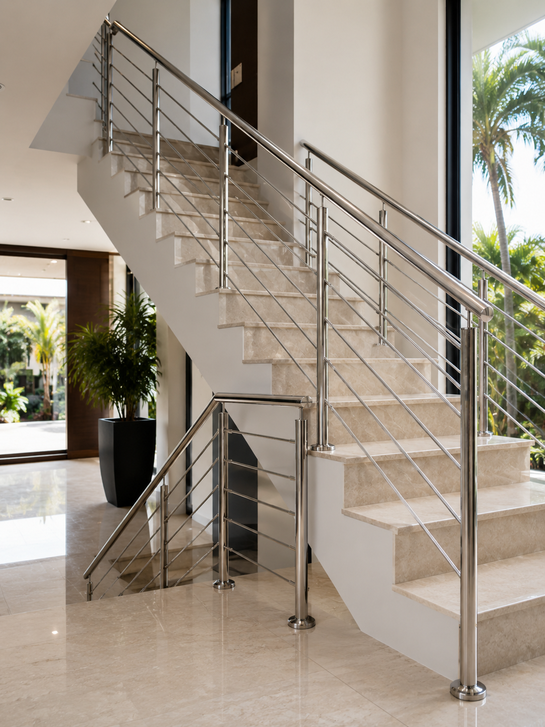 Baranda y escalera en acero inoxidable